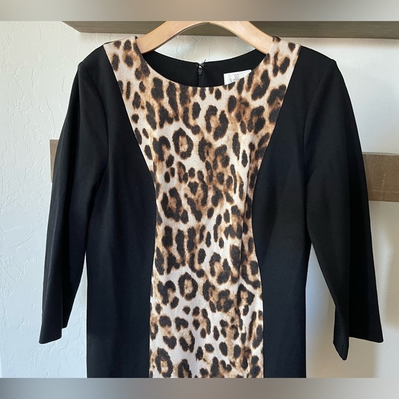 So Slimming by Chico’s| Animal Print Black Midi Dress, Leopard Print•••Size M - Picture 2 of 10